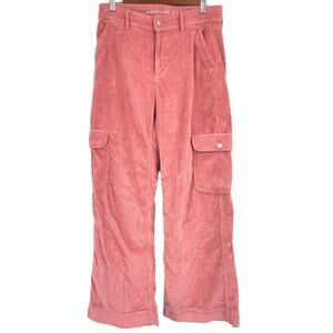American Eagle Pink Super‎ High-Rise Baggy Wide Leg Corduroy Pants Women's 8